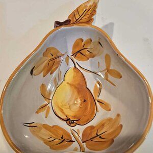 Dish Serving Made in Italy Ceramic Hand-Painted Pear 2.5 in x 6 in